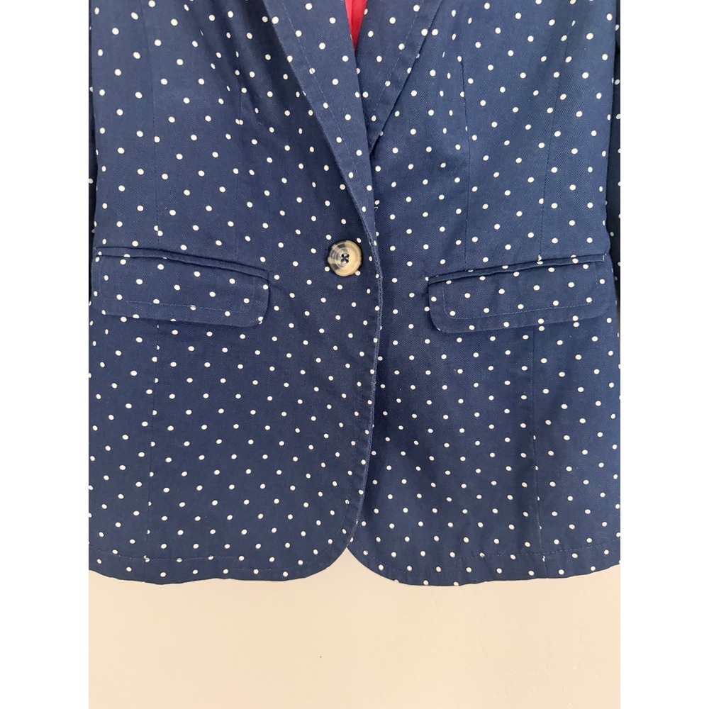 Boden Womens Navy Blue White Polka Dot Cotton Blazer Jacket Size US 2 - Picture 4 of 6